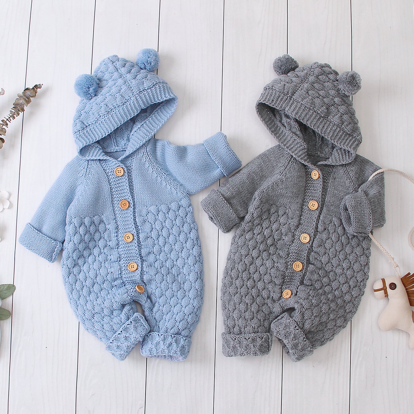Cute Knitted Jumpsuit with Hood