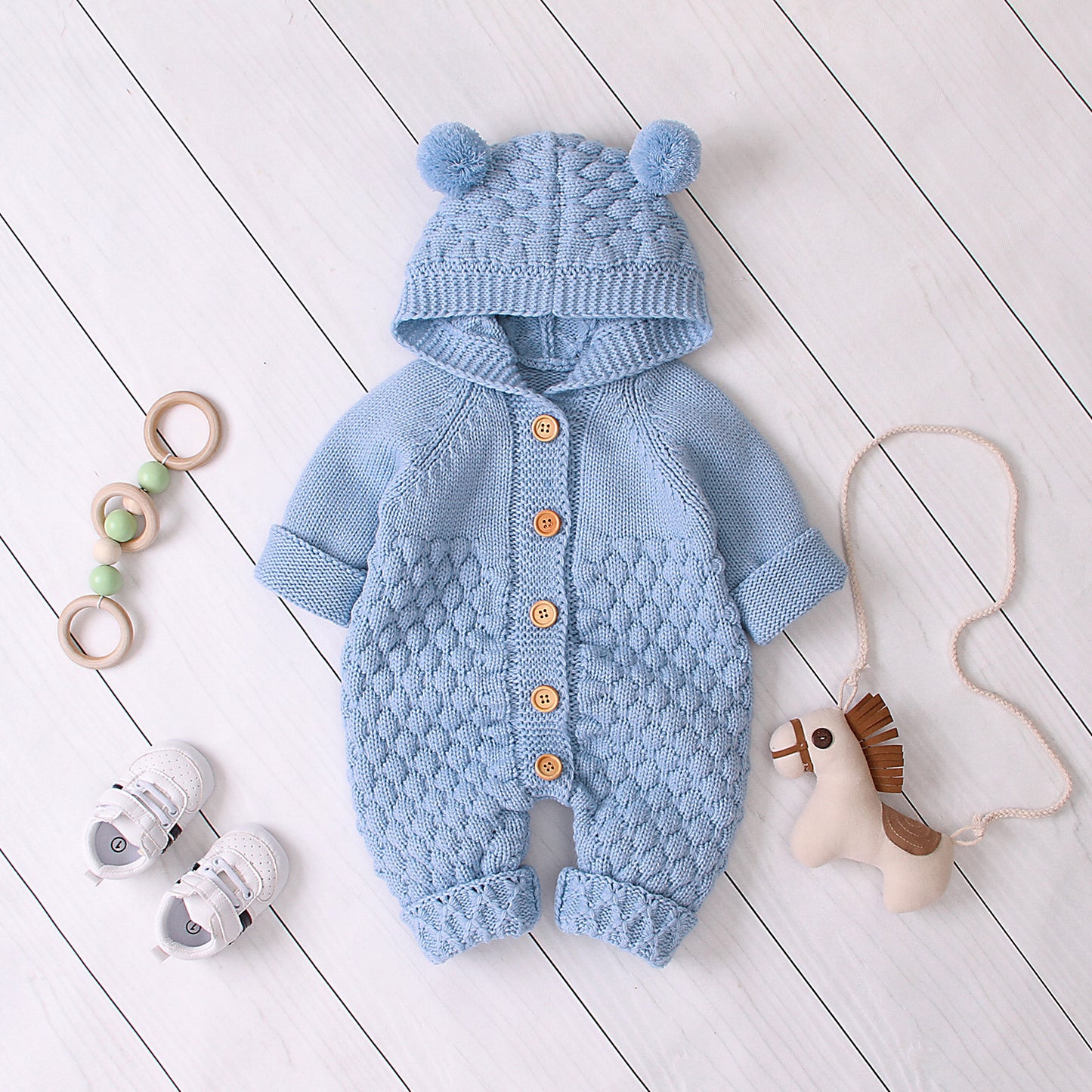 Cute Knitted Jumpsuit with Hood