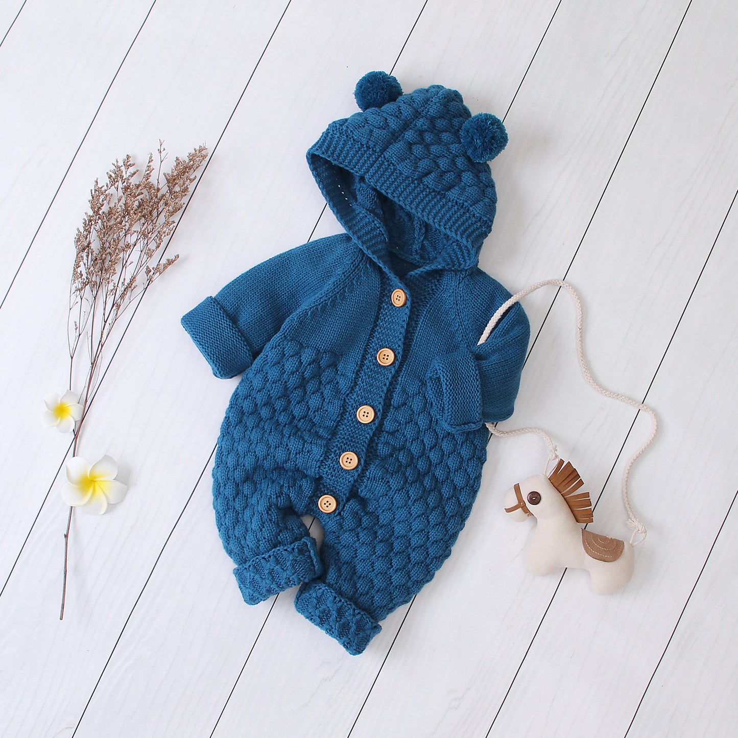 Cute Knitted Jumpsuit with Hood