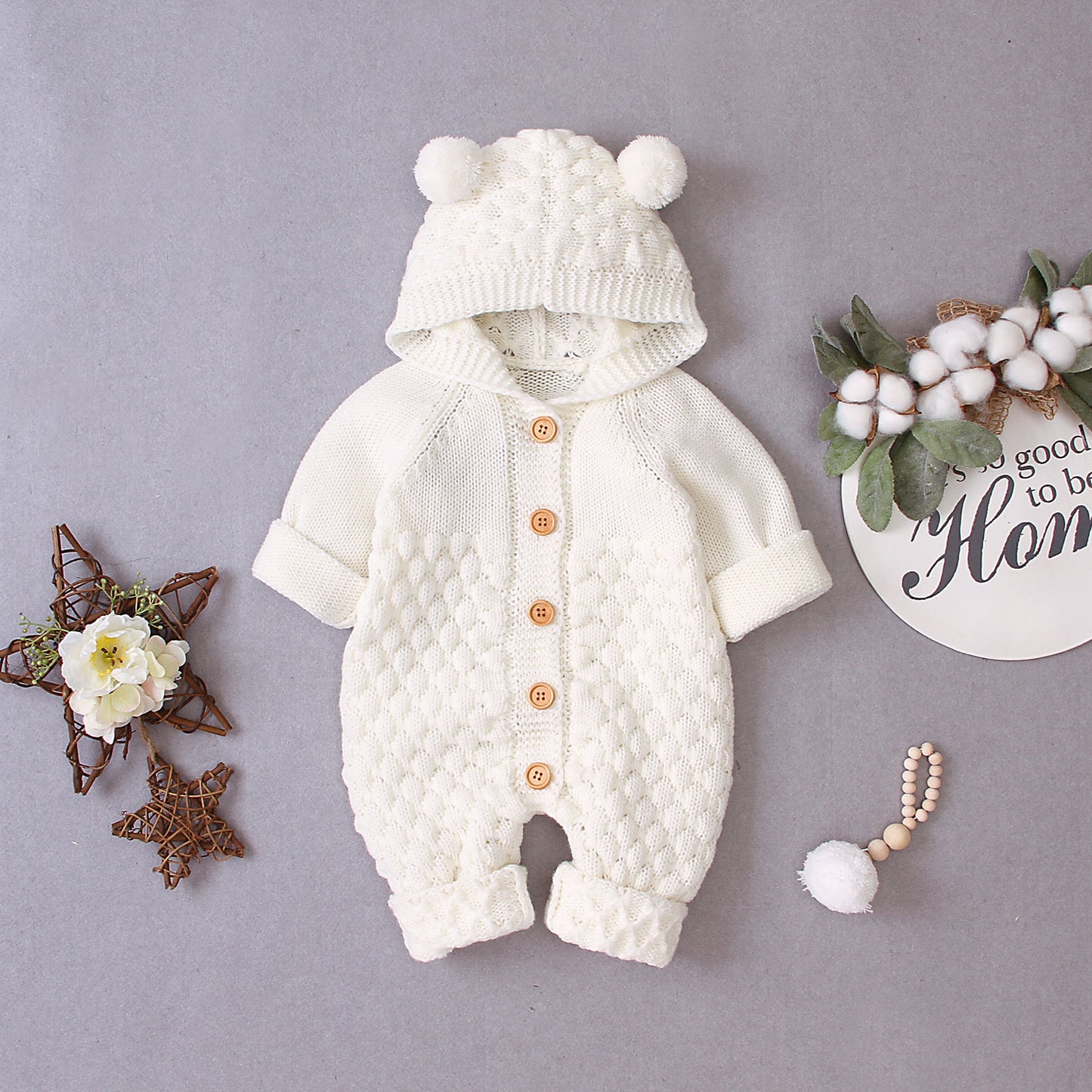Cute Knitted Jumpsuit with Hood
