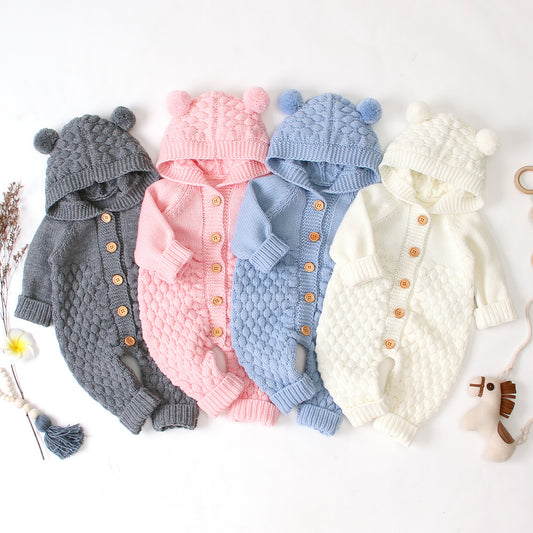 Cute Knitted Jumpsuit with Hood